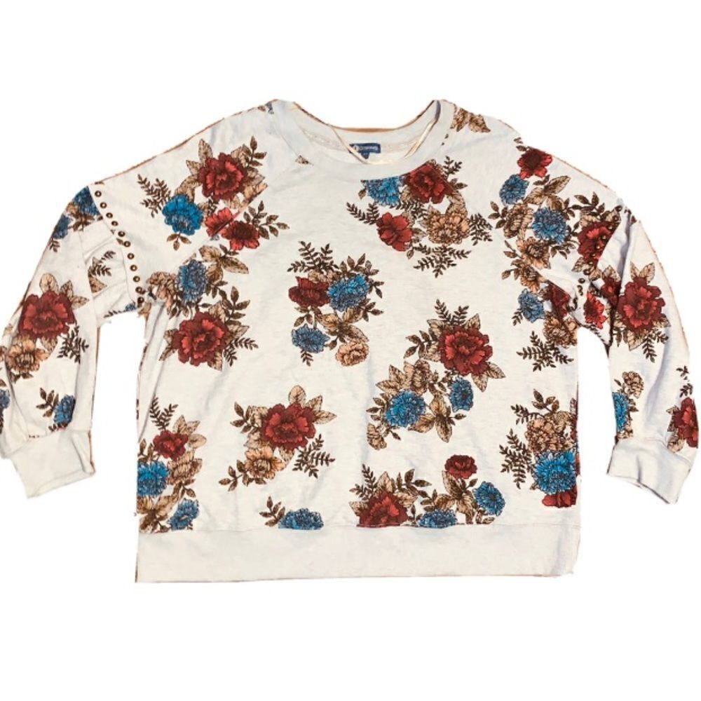 New Democracy Floral Print Women's Spring Sweater, 2X